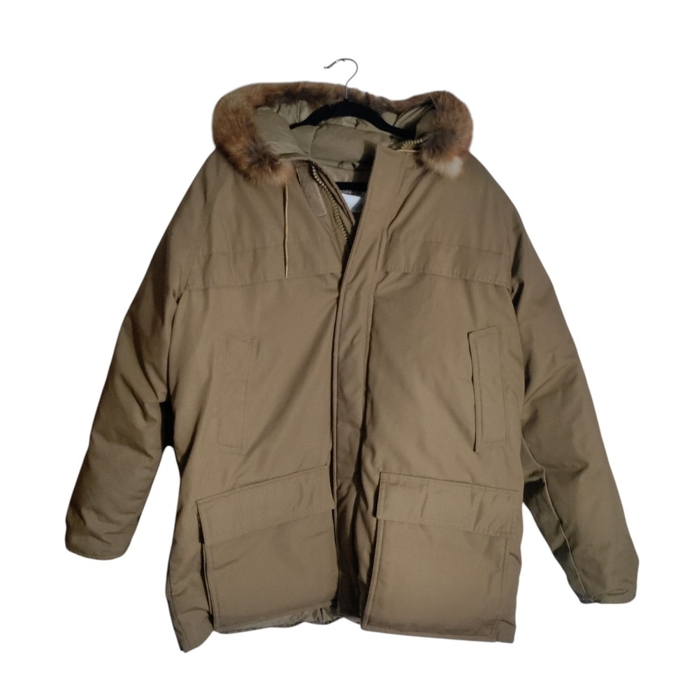 Vintage Cabela's Down Parka Jacket Mens Medium Fox Fur Trim Hood - Picture 1 of 7